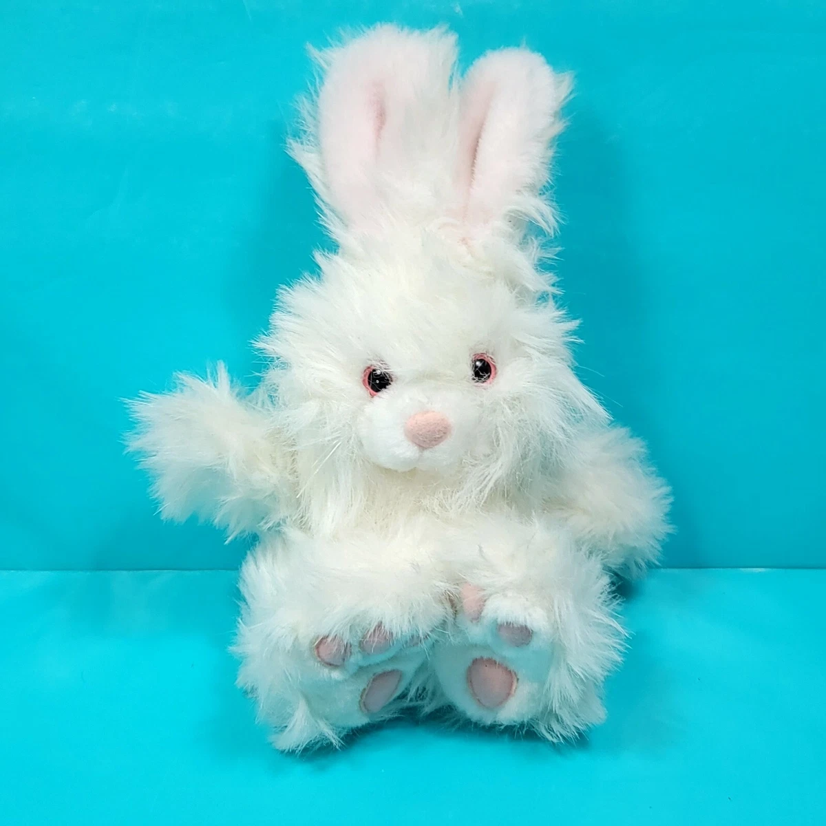 Easter Bunny Rabbit Plush White Pink Eyes Big Feet Stuffed Animal