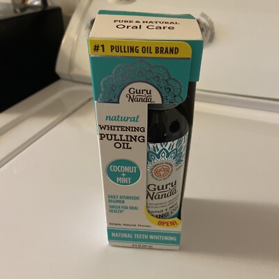 Guru Nanda Natural Pulling Oil For Teeth Whiting With Soft Brush 8fl Oz New Seal