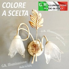 APPLIQUE IN FERRO BATTUTO 2 LUCI LAMPADA DA PARETE RUGGINE O AVORIO CUCINA Ian