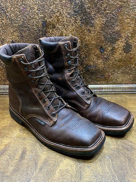 black justin lace up work boots