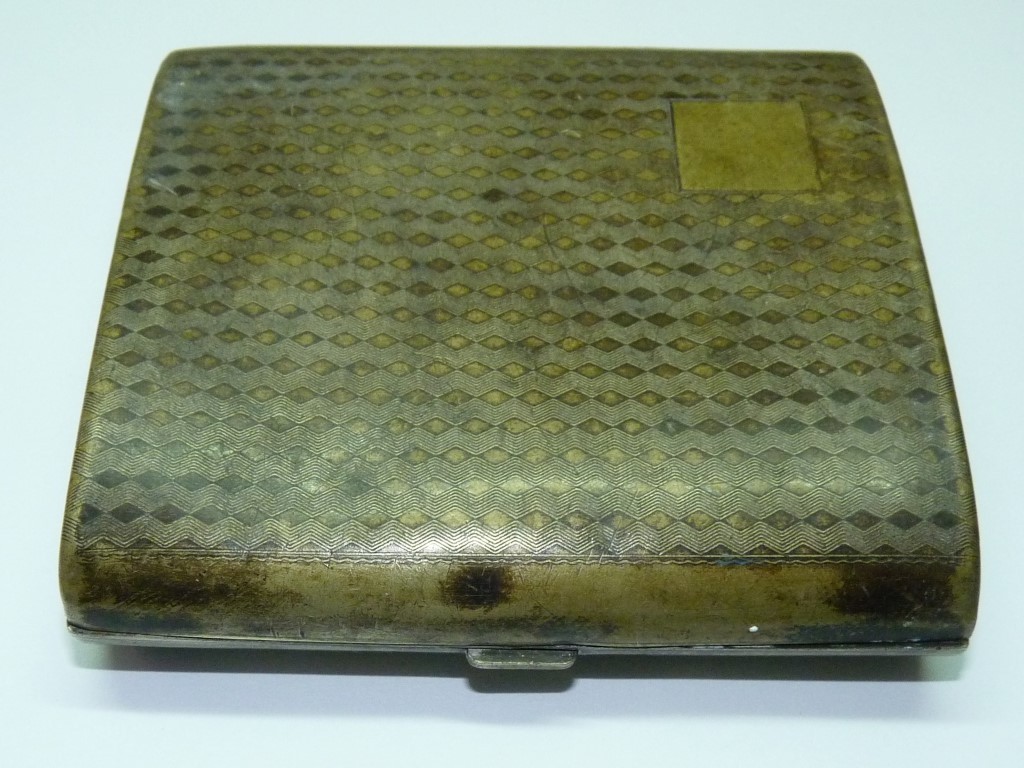 vintage silver plated cigarette case Antique Monogrammed Box c.1899 Monogrammed 