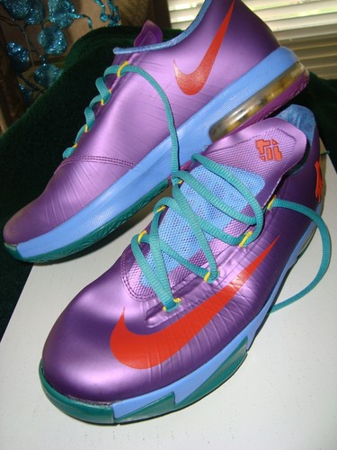2013 Nike KD VI GS Rugrats lila mehrfarbig Turnschuhe * Kevin Durant * 7 Jahre * roter Swoosh