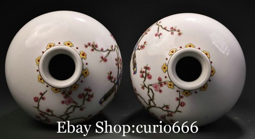 Paire de pot à fleurs 9'' Yongzheng couleur porcelaine émaillée officiel oiseau animal pot crock