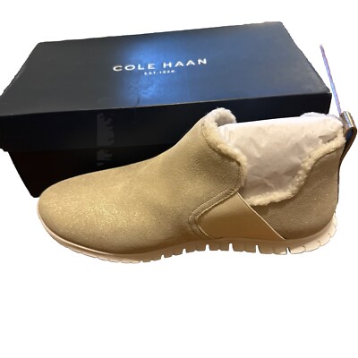 Cole Haan Zerogrand Slip-On Boot Gold Metallic Size 9.5 US Sherpa Sneakers