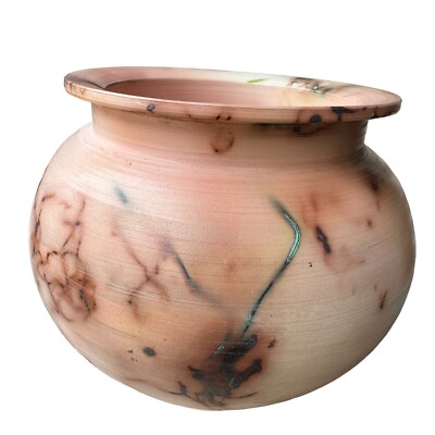 VTG 70s Artisan Bob Mohr Studio Signed Vase 7.5 Inch Pottery Raku Flare Pink MCM