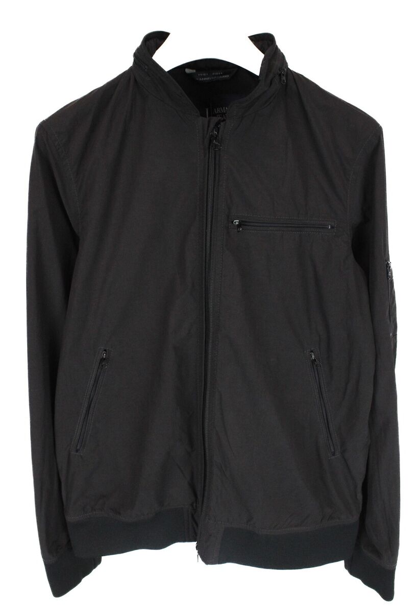 ARMANI JEANS Jacket Men's US LARGE Hidden Hood Half Lined ARMANI JEANS Jacket Men's US LARGE Hidden Hood Half Lined