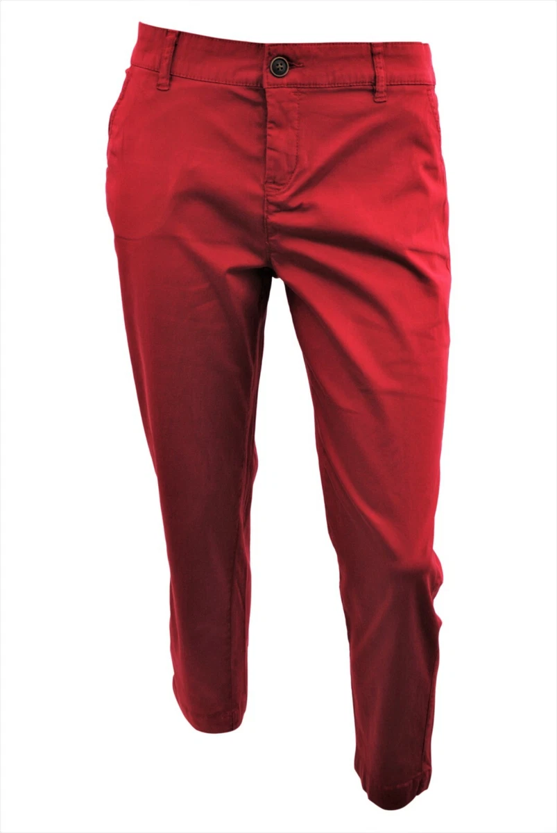 C A Womens Chino Twill Classic Ankle Grazer Trousers Dark Red Plus