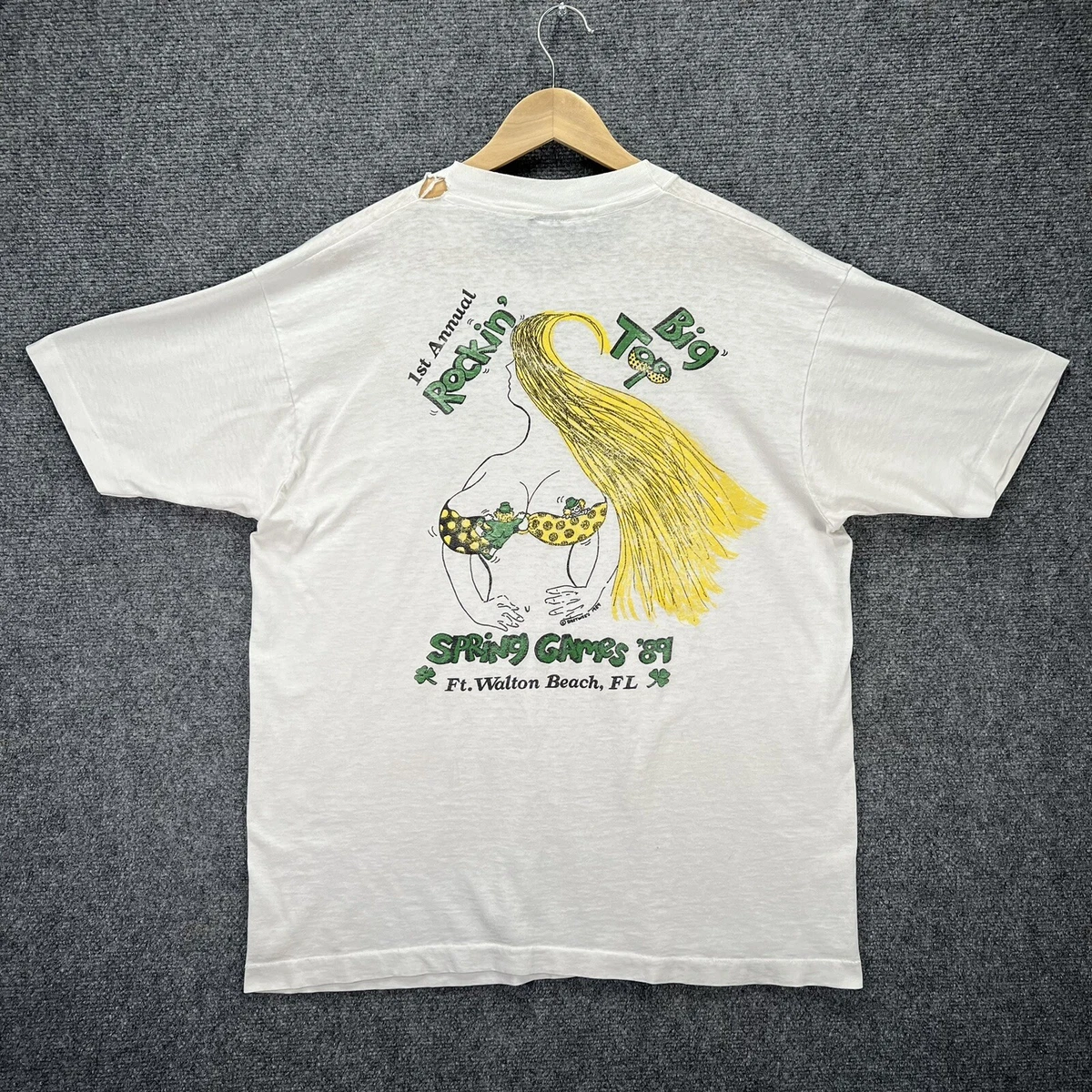 Vintage Spring Break Shirt Mens L White Florida Girl Tits Boobs Funny 80s |  eBay