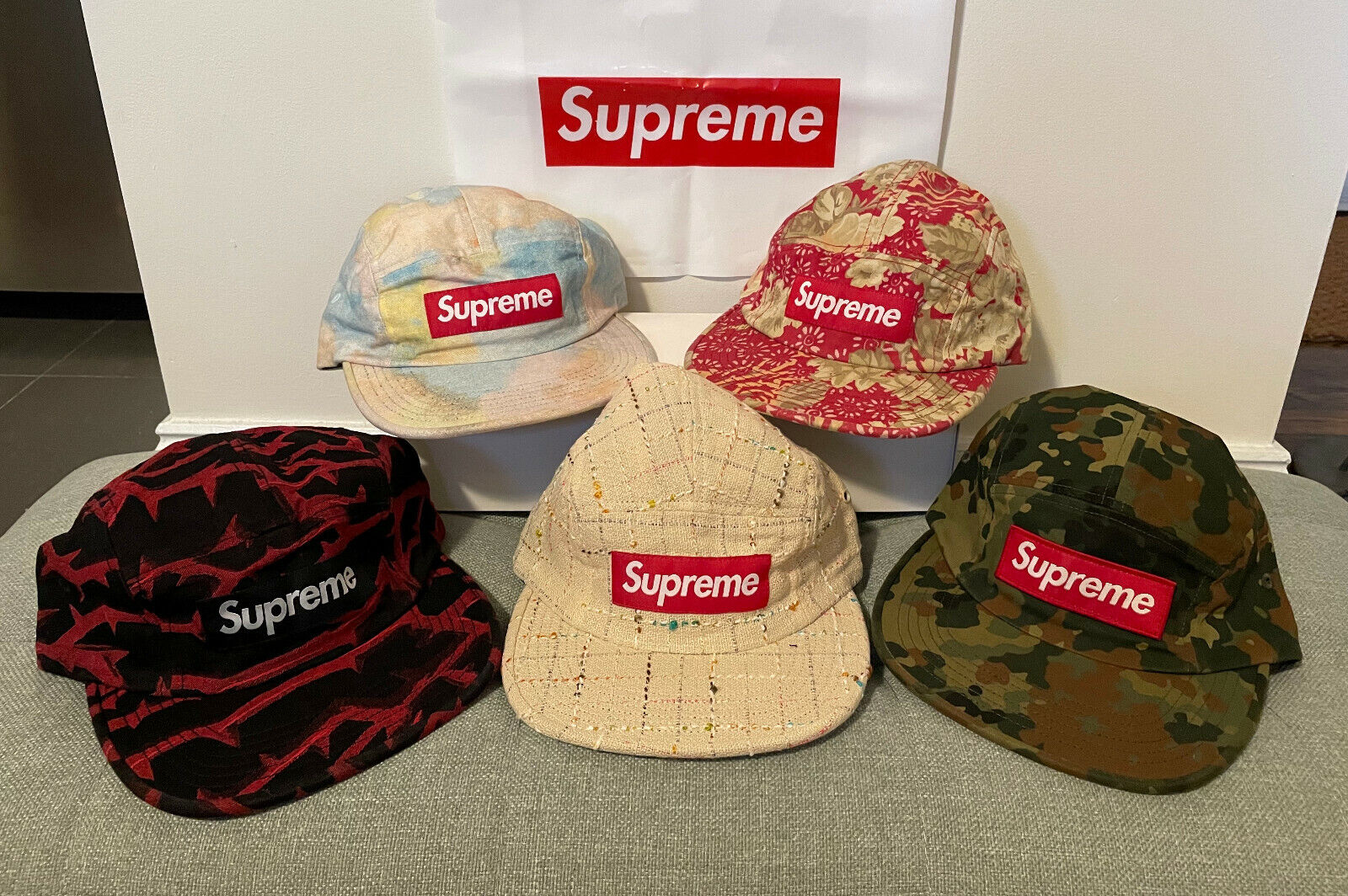 Supreme Cap: Set of FIVE Caps from SS18 FW18 SS19 / *BNWT *RARE