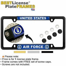 Car 4-hole Metal License Plate Frame - United States Air Force Domed Design