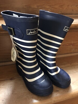 New Joules Boys Wellies UK 12 EU 31 Navy Stripe Junior Boys