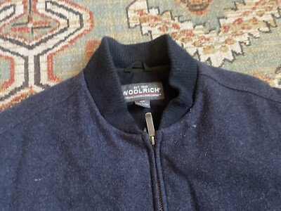 Woolrich Men's Full Zip Up Navy Blue Wool Jacket Lined SZ Large | eBay