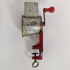 Antique Metal Red Spice Cheese or Nutmeg Grinder Grater Made in USA