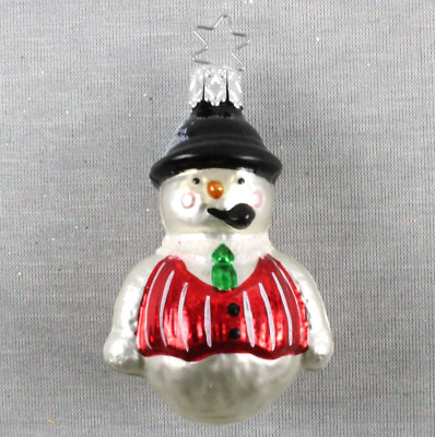 Inge-Glas Germany Old World Christmas Ornament SNOWMAN in VEST TIE PIPE Vintage