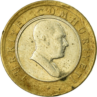[#676097] Münze, Türkei, 50 New Kurus, 2005, Istanbul, S, Bi-Metallic, KM:1168