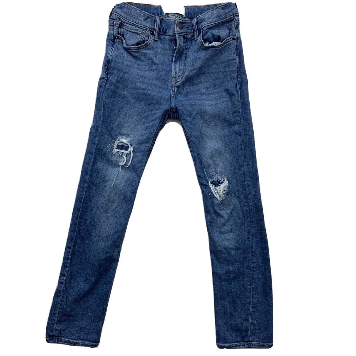 Abercrombi Kid's Straight Leg Skinny Jeans Size 13/14 Blue Medium Rise  Cotton