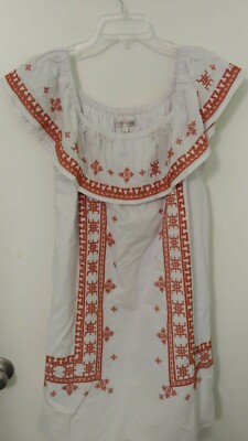 JOY&JOY Embroidery Short Boho Dress Size L Lining White L35'' no used