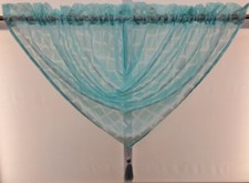 Clipped Jacquard Waterfall Valance each Shirred to 35Wx21L  Tassel