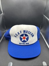 Vintage USAF Museum Dayton Ohio Hat Blue Mesh Snapback Made In The USA Read