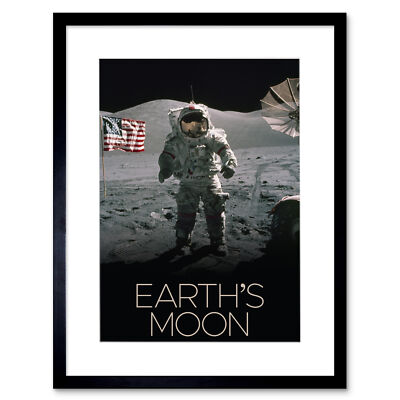 NASA Unser Sonnensystem Mondoberfläche Apollo 17 Astronaut gerahmtes Wandbild 12 x 16