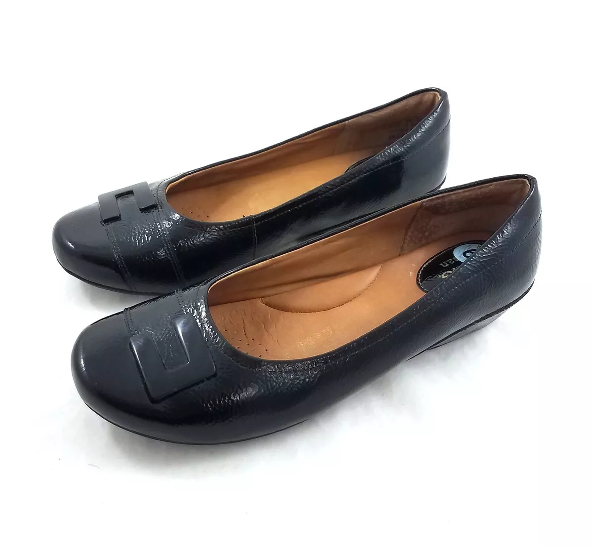 Clarks Black Patent Leather Ballet Flats Slip On Shoes Womens 6 |