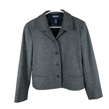 Lands End Women's Gray Wool Blazer Size 12 Jacket