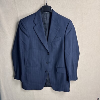 Paul Dione Men's 37R Wool Three Button Suit Jacket Luxe CT Navy