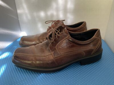 ECCO Shock Point Brown Leather Lace Up Casual Shoes Men's Size 45 US 11 