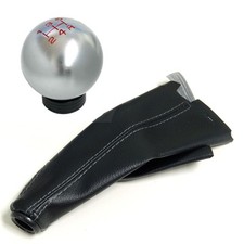 Silver Round Billet Racing Shift Knob And Boot Combo For Honda Acura 5 Speed B
