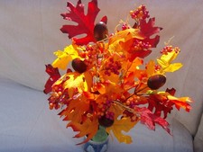 17" OAK LEAF BUSH w ACORNS  x5 STEMS ARTIFICIAL FLOWERS FALL  TAPSCOTTS 