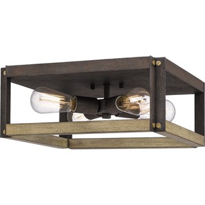 Quoizel Fnn1615rk Finn 4 Light 15 Inch Rustic Black Flush Mount