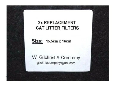 Cat Litter Tray Box Filters Pk 2 Neutralise Odours 160 x 155cm Charcoal Filters