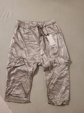 Shiny Baggy Caprihose Made in Italy * beige * Gr. 38-42