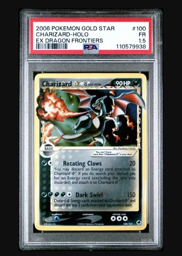 2006 POKEMON EX DRAGON FRONTIERS GOLD STAR #100 CHARIZARD-HOLO PSA 1.5