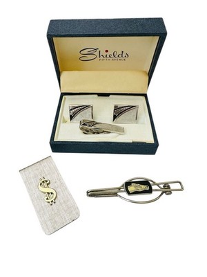VTG MCM Men s Accessories Lot Cufflinks Tie Bars Money Clip Shields Fifth Ave