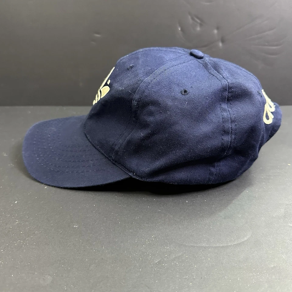 Vintage Adidas Hat Mens Snapback White Navy Cap Trefoil Blockhead Spell Out 90s - Image 2 of 4