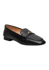 Women's Coach Sculpted C Leather Loafer Slip On Flat Round Toe Logo Black Size 6