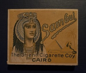 Antique Cardboard Sambul Cigarette Box Tobacciana Egyptomania Art Deco