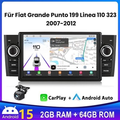 64G Android CarPlay Autoradio GPS NAVI SWC Für Fiat Grande Punto Linea 07-12 CAM