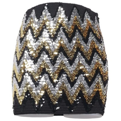 Ethina by C, Rock, Größe: ONE SIZE, Schwarz/Silber/Gold, Chevron, Damen #ims