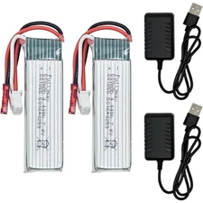 WLtoys 7.4V 600mAh  Li-Po Battery,with 2 USB Charger for A160 A280 A300 RC Plane