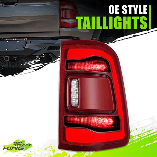 Chrome Red LED Right Side Taillights Assembly for Ram 1500 w/o Blind Spot 19-24