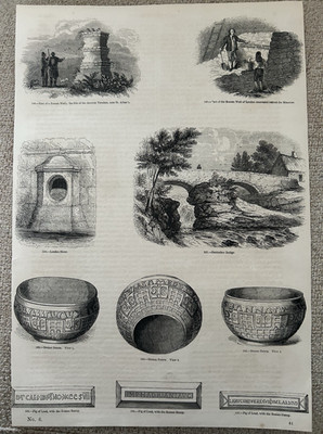 Antiker Druck Römer London um 1860 Verulam Wand Duntocher Brücke Gravur