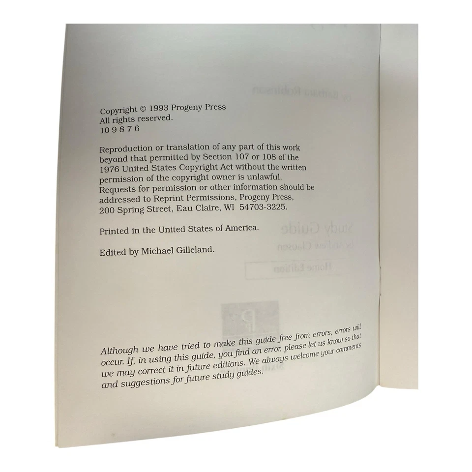 The Best Christmas Pageant Ever Study Guide Home Ed~1993 Progeny Press 205H P513 - Image 3 of 4