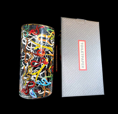 Seletti Schlangen Vase, Glas & Gold Ø 15x30cm BRANDNEU UVP 124,00 £
