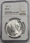 1925 P Philadelphia Mint Peace Silver Dollar $1 NGC MS 63