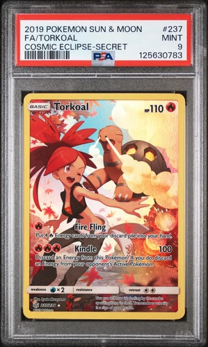 2019 Pokemon Sun & Moon Cosmic Eclipse Torkoal Secret Fa PSA 9 #237