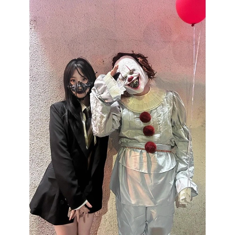 Horror Clown Joker Latex Mask w/Wig Hair For Halloween Costume Cosplay Pennywise - Image 4 of 4