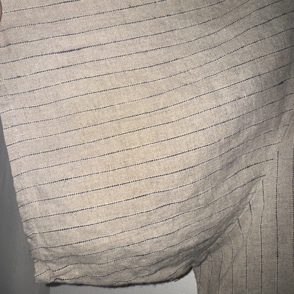 Vtg FLAX Jeanne Engelhart Sz L Tan Black Stripe Linen Maxi Dress Lagenlook - Image 3 of 4