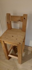Bespoke Solid Pine Farmhouse Tall Wooden Kitchen Bar Stool